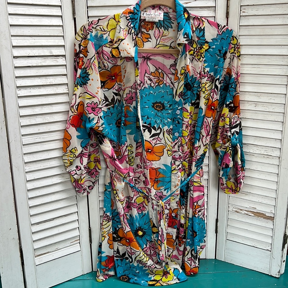 🌻 Lady Noiz Colorful Retro Floral Lightweight  Layering Tunic Jacket robe